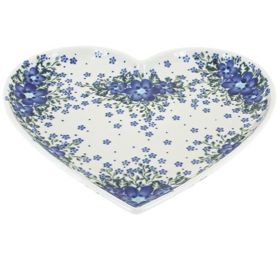 Blue Rose Polish Pottery Melanie Large Heart Plate