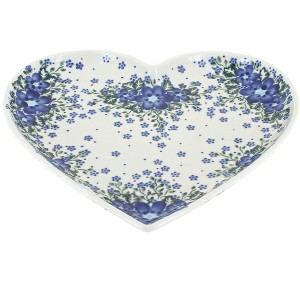 Blue Rose Polish Pottery 393 Vena Large Heart Plate - 1 of 1