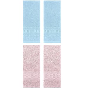 REGALWOVEN 4 Pcs Bathroom Decorative Cotton Soft Absorbent Sold Striped Hand Towel - 1 of 4