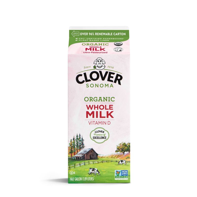 Clover Organic Farms Milk - 0.5gal, 1 of 2