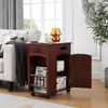 End Table with Charging Station, Narrow Side Table with Storage, Wooden Bedside Table, Sofa Side Table for Living Room Bedroom - 2 of 4