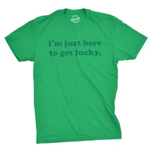 Mens Im Just Here To Get Lucky T Shirt Funny Saint Patricks Day St. Paddys Tee - Crazy Dog Men's T Shirt - 1 of 4
