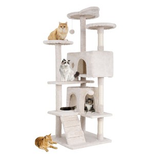 FDW 54in 70in Cat Tree Tower Cat Furiture Activity Center with Cat Scratching Posts for Kittens Pet - 1 of 4