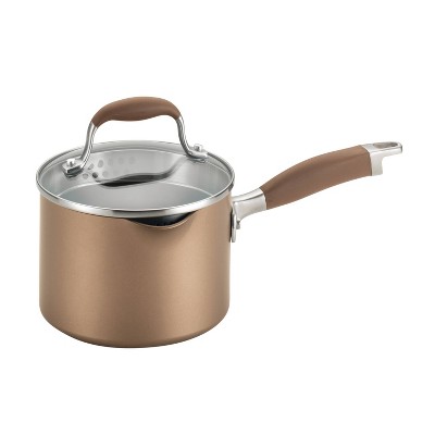 Anolon Advanced Bronze 2qt Hard Anodized Nonstick Covered Straining Saucepan with Pour Spouts