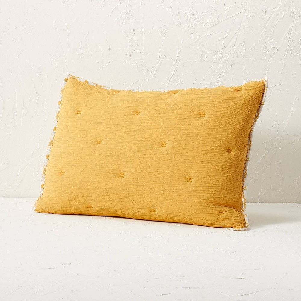 Photos - Bed Linen Standard Reversible Gauze Quilt Pillow Sham Gold - Opalhouse™ designed wit