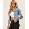 INSPIRE CHIC Women's Button Down Collarless Long Sleeve Jean Jackets - 2 of 4