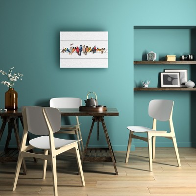 Colorful Tropical Birds on White Canvas Wall Art