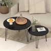 27.56'' Round Nesting Coffee Table Set of 2, Circular Nesting End Table Set, Round Wooden Tabletop - 2 of 4