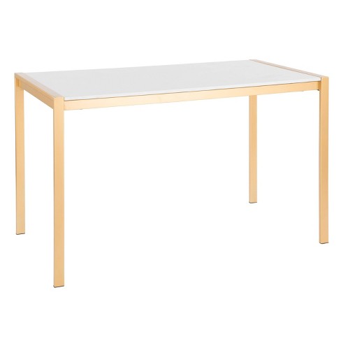 Fuji Modern Glam Dining Table Gold White Marble Lumisource Target