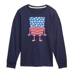 Boys' - SpongeBob SquarePants - Silhouette Stars Stripes Long Sleeve Graphic T-Shirt - 1 of 4