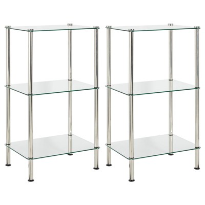 mDesign Glass Corner 3-Tier Tower Cabinet Organizer Shelves - Clear