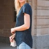 Amaryllis Women's Short-Sleeve Casual V-Neck Shimmer High Low Lightweight Tee Soft - 3 of 4