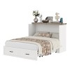 TiramisuBest Full Size Farmhouse Murphy Cabinet Bed with Charging Station and Large Storage Drawer, Foldable Bed for Guest Room, Rustic Gray - 4 of 4