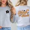 Simply Sage Market Women's Graphic Sweatshirt Trick Or Treat Flowers Front and Back - 2 of 4