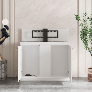 Famapy Stylish Lift Gaming Station,Automatic Height Adjustment, Ample Storage & Safety Features, Media Console for Home Gaming Zones & Living Spaces - 1 of 4