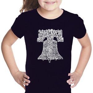 LA Pop Art Girl's Word Art T-shirt - Liberty Bell - 1 of 4