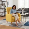 Faux-Shearling Accent Chair with Pillow, Modern Comfy Armchair with Ergonomic Backrest and Padded Armrests - 2 of 4