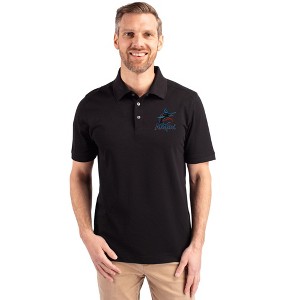 Miami Marlins Cutter & Buck Advantage Eco Tri-Blend Pique Mens Big and Tall Polo - 1 of 1