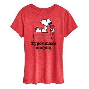 Women's - Peanuts - Snoopy Typos Make Me Sic Short Sleeve Graphic T-Shirt - 1 of 4