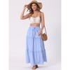 Allegra K Women's High Waist Tiered Belt Ruffle Lattice Texture Casual A Line Maxi Skirt - 3 of 4