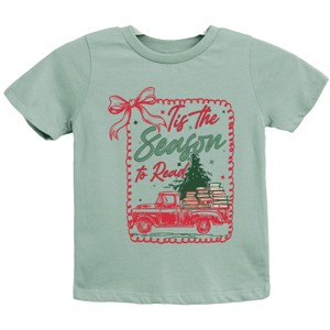 Tis The Season To Read Red Truck - Youth Short Sleeve Graphic T-Shirt - 1 of 4