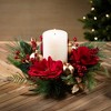 Sullivans Artificial Red Magnolia Pomegranate Christmas Accent Ring  Green-Red - 3 of 3
