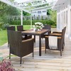 CAVINAS Kitchen Table Chairs Set of 7 Rattan Outdoor Table and Chairs Acacia Tabletop Outdoor Table Set with 6 Chairs for The Garden, Brown - 2 of 4