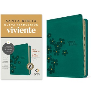Biblia Compacta Ntv, Letra Gigante Con Filament (Sentipiel, Turquesa Floral, Índice, Letra Roja) - Large Print (Leather Bound) - 1 of 1