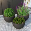 LeisureMod Grove 3-Piece Fiberstone and Clay Planter Set Round Plant Pot with Drainage Holes for Indoor and Outdoor Home - 3 of 4