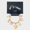 Girls' Bow and Heart Locket Charms Bracelet - art class™ Gold: Lobster Claw Clasp, Iron & Zinc, Chain Style - 2 of 4