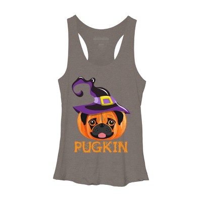 Women's Design By Humans Pugkin Pumpin Halloween By trantanphat95 Racerback Tank Top