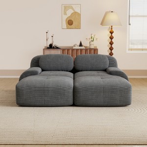 AENKYO 4 Seats with 2 Ottomans Modular Corduroy Sectional Sofa, Easy Assembly Required & Ergonomic Support Non-Slip Base Design - 1 of 4