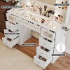 Petrimins 9 Drawers Makeup Vanity Desk with 36.9" Oversized Mirror and Lights, Vanity with Tempered Glass Top, Girls Make up Dressing Table - 3 of 4
