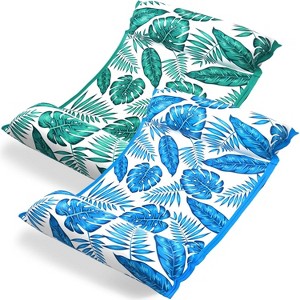 Jasonwell 2-Pack Water Hammock Pool Floats - 4-in-1 Inflatable Lounge Chair, Saddle, Drifter, Blue & Green, Ideal for Pool, Lake & Beach - 1 of 4