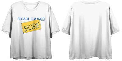 Team Ted Lasso Believe Juniors White Crop T-shirt-Small