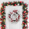 18" Battery Operated Pre-Lit Christmas Wreath, LED Artificial Pine with Berries & Gold Leaves for Front Door, Indoor & Outdoor Decor - 4 of 4