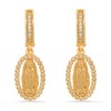 Steeltime Ladies brass simulated diamonds dangling charm Our Lady of Guadalupe huggie earrings. Color Options: White, Gold - 2 of 4