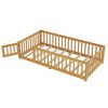 Bed Floor Bed with Safety Guardrails and Door for Kids, Natural - 4 of 4