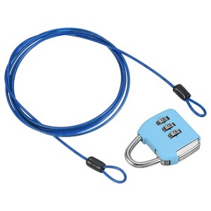 Unique Bargains Double Loop Luggage Security Steel Cable with 3-Digit Combination Lock - 1 of 4
