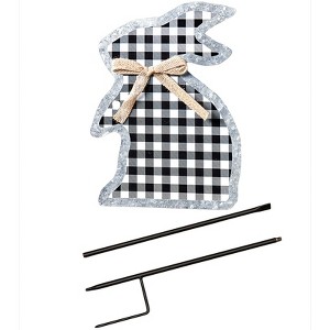 The Lakeside Collection Galvanized Gingham Bunny Stakes - 1 of 3