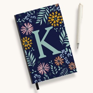 Personalization Mall Flowery Initial Personalized Journal Mint/Navy - 1 of 1