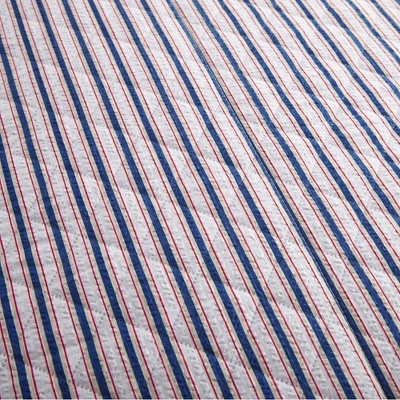 Twin Americana Stripe Reversible Seersucker Quilt Set