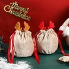 Christmas Drawstring Gift Bags, 5 Pcs 2 Styles Treat Bags with Ribbon for Xmas Candy, Party Favors, Goodie Bags for Holidays and Birthdays - 4 of 4