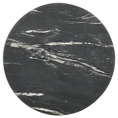 Skylark Round Black Faux Marble and Wood End Table