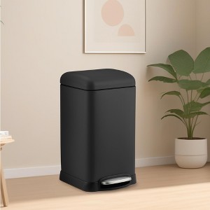 3.2 Gallon Step On Trash Can with Soft Close Lid, Modern Garbage Can with Oot Pedal and Inner Bucket, Metal Waste Basket for Bathroom, Bedroom - 1 of 4