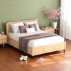 Queen Size Wood Platform Bed Frame with 2 Storage Drawers, Underbed Storage Shelf, No Box Spring Needed, Natural Wood Finish - 3 of 4