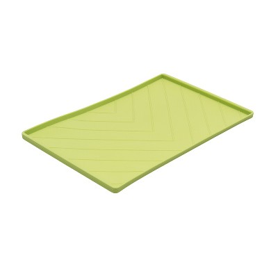 Messy Mutts Green Silicone Medium Non-Slip Dog Bowl Mat with Raised Edge