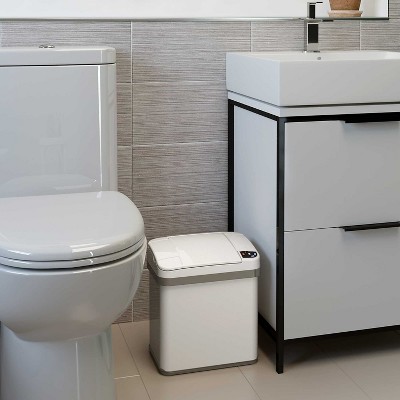 White Stainless Steel Touchless Sensor Kitchen Trash Can