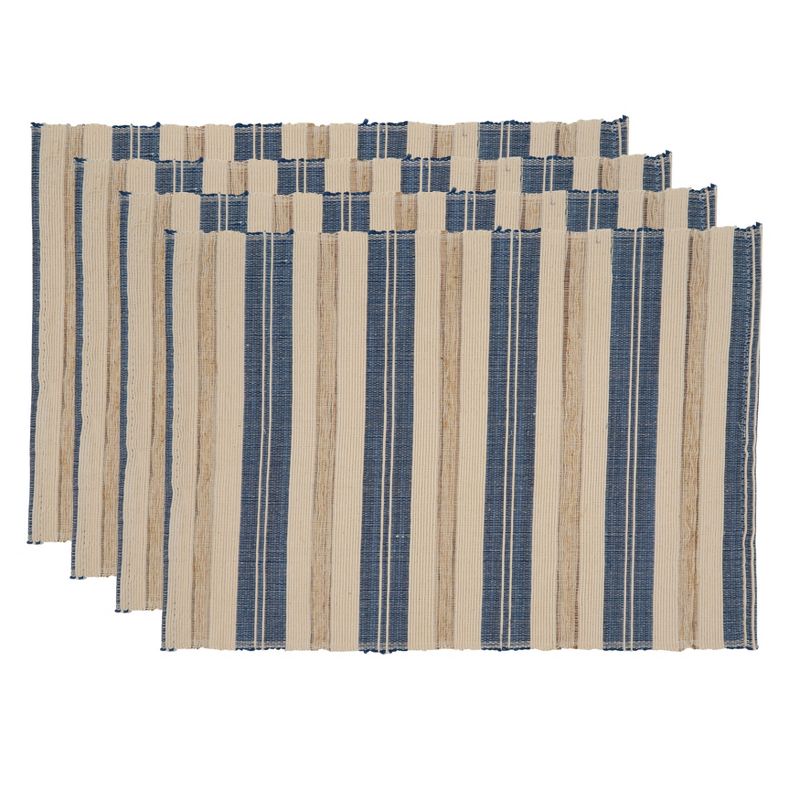 Saro Lifestyle Striped Placemat, 14"x20" Oblong, Periwinkle Blue (set of 4 pcs), 3 of 5