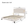 Kumasinova Queen/Full/King Upholstered Diamond Tufted Bed Frame,Platform Bed with Saddle Curved Adjustable Headboard,No Box Spring Needed,Beige - 2 of 4